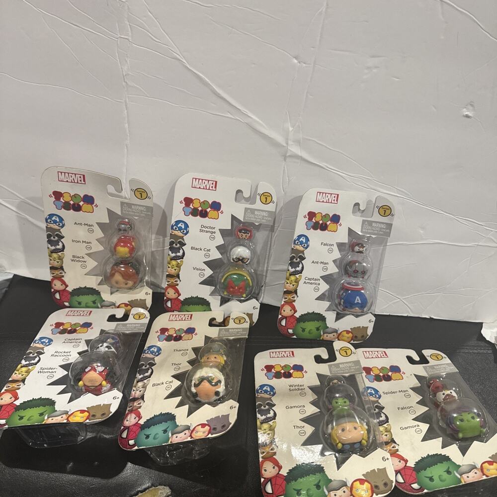 Lot of 7 Marvel Tsum Tsum Series 1 Figure 3 Packs Disney Collectibles New